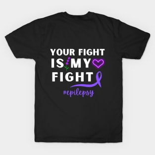 Fight Epilepsy Awareness Month Seizure October November 17th Cancer Survivor Purple Ribbon Cancer Support Hope Love Mental Health Depression Anxiety Inspirational Motivational Gift Idea T-Shirt